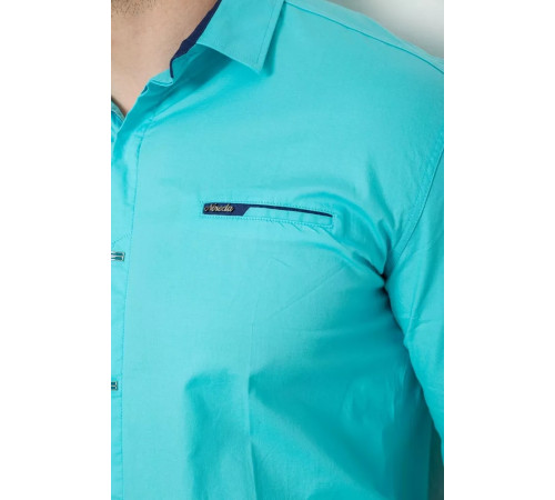 Рубашка мужская с коротким рукавом, цвет бирюзовый, 214R7008.