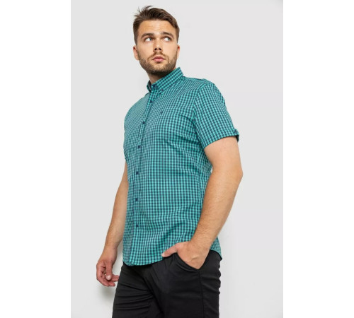 Рубашка мужская в клетку, цвет зеленый, 214R4564-1
