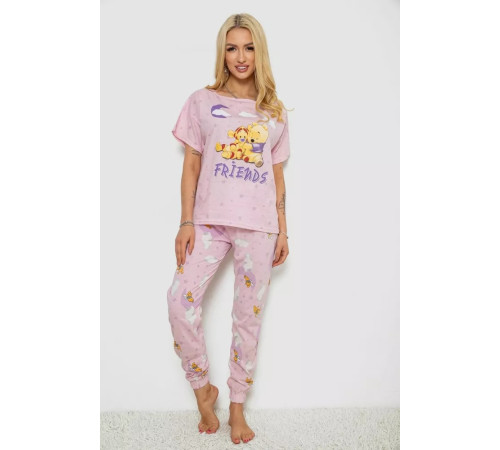 Піжама жіноча з принтом, колір рожевий, 243R15488