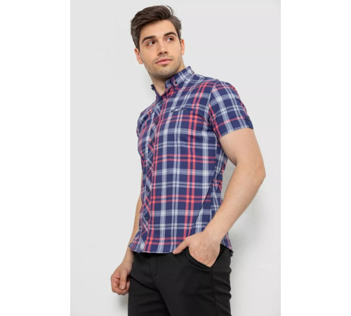 Рубашка мужская в клетку, цвет синий, 214R0113