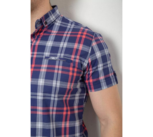 Рубашка мужская в клетку, цвет синий, 214R0113