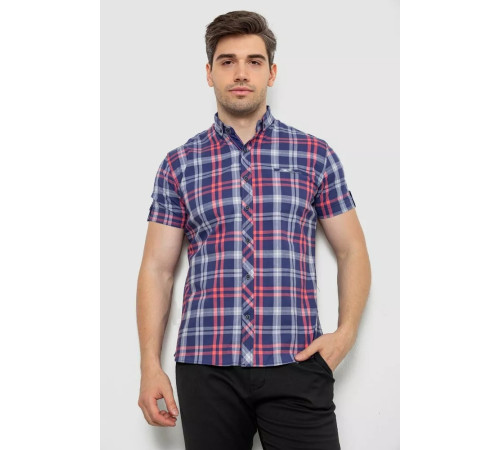 Рубашка мужская в клетку, цвет синий, 214R0113