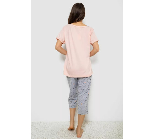 Жіноча піжама з принтом, колір персиковий, 243R1602-008
