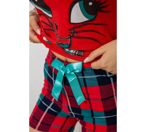 Женская пижама с принтом, цвет красный, 243R0553