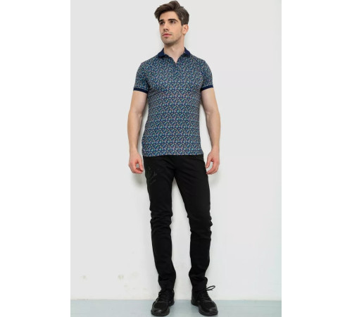 Поло чоловіче з принтом, колір темно-синій, 214R7003