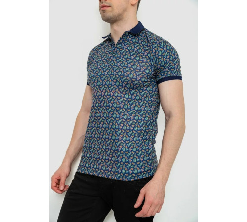 Поло чоловіче з принтом, колір темно-синій, 214R7003