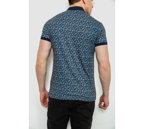 Поло чоловіче з принтом, колір темно-синій, 214R7003