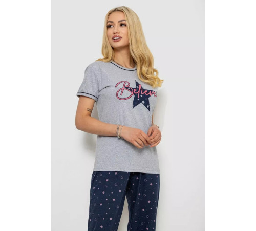 Пижама женская с принтом, цвет серо-синий, 243R9214
