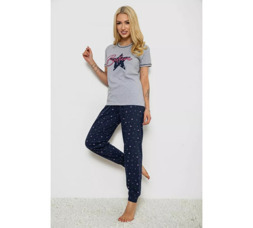 Пижама женская с принтом, цвет серо-синий, 243R9214