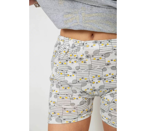 Жіноча піжама з принтом, колір сірий, 238R3101