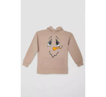 Худі дитячий на флісі з принтом Сніговик, колір бежевий, 102R1517