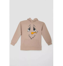 Худі дитячий на флісі з принтом Сніговик, колір бежевий, 102R1517