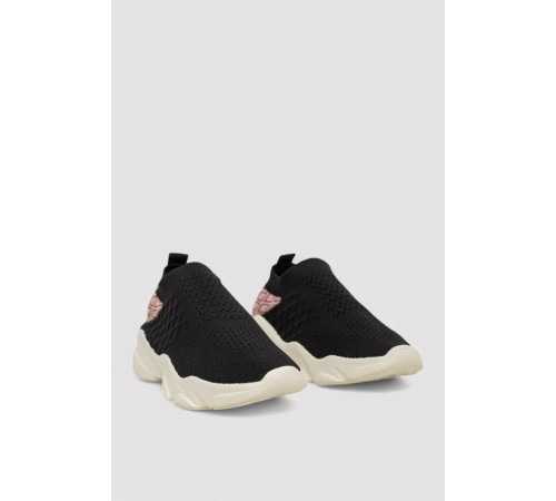 Слипоны женские из ткани, цвет черный, 244R291C