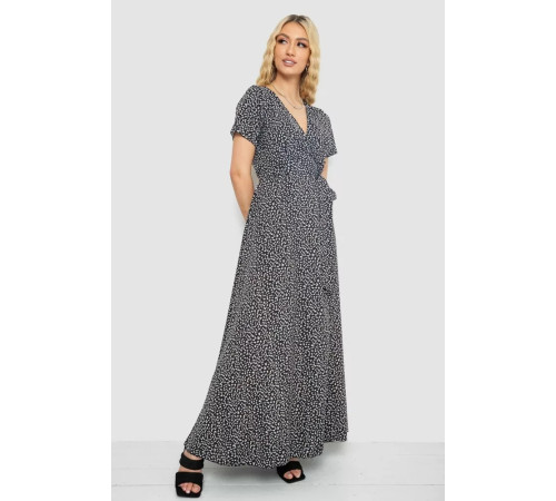 Сарафан із принтом на запах, колір чорно-бежевий, 241R182