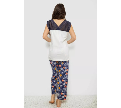 Піжама жіноча з принтом, колір молочний, 243R903061