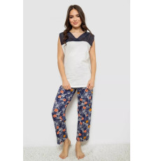 Піжама жіноча з принтом, колір молочний, 243R903061