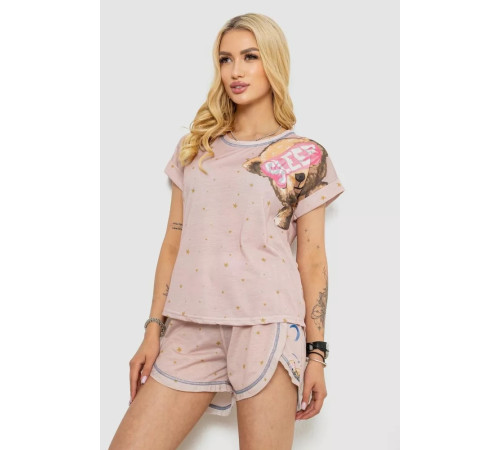 Піжама жіноча з принтом, колір бежевий, 243R004-P20