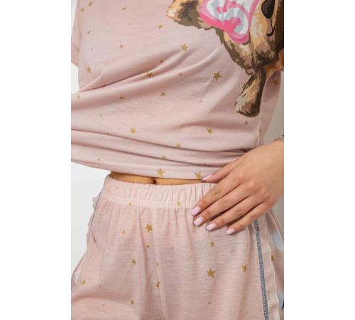 Піжама жіноча з принтом, колір бежевий, 243R004-P20