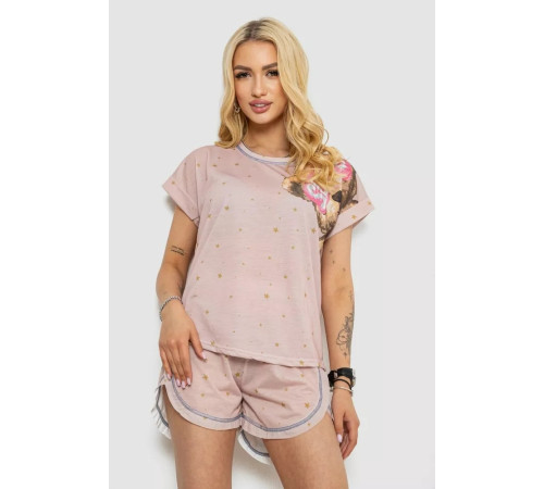 Піжама жіноча з принтом, колір бежевий, 243R004-P20