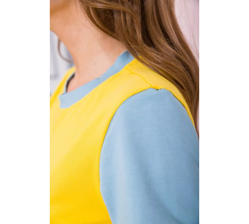 Жовто-блакитна жіноча футболка, з натуральної тканини, 102R289-1
