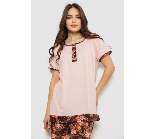 Женская пижама с принтом, цвет персиковый, 243R1602-005.