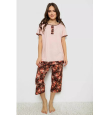 Жіноча піжама з принтом, колір персиковий, 243R1602-005