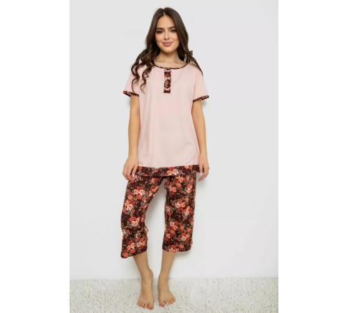 Женская пижама с принтом, цвет персиковый, 243R1602-005.