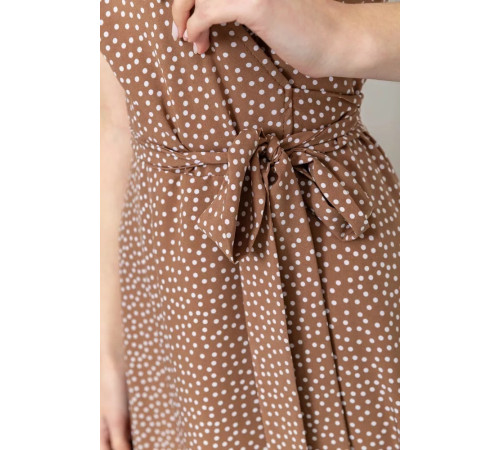 Сарафан в горох, цвет коричнево-белый, 241R157