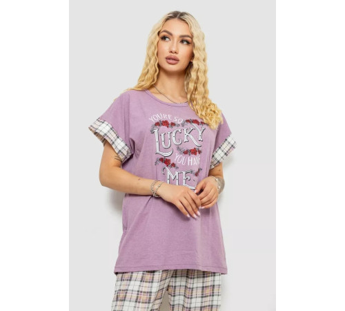 Пижама женская с принтом, цвет сиреневый, 243R8496