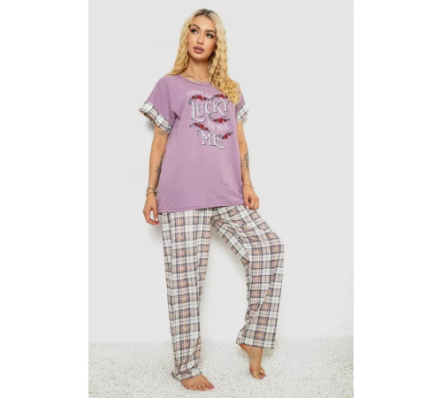 Пижама женская с принтом, цвет сиреневый, 243R8496