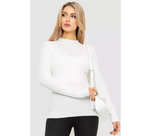Водолазка жіноча в рубчик, колір білий, 204R9029