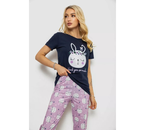 Женская пижама с принтом, цвет синий, 243R15664