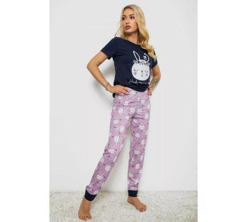 Женская пижама с принтом, цвет синий, 243R15664