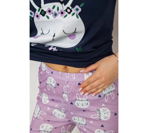 Женская пижама с принтом, цвет синий, 243R15664