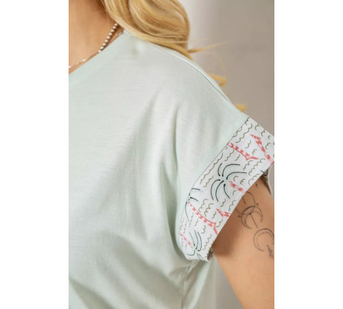 Піжама жіноча з принтом, колір м'ятний, 243R2078