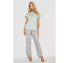 Піжама жіноча з принтом, колір м'ятний, 243R2078
