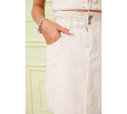 Летняя мини-юбка, на резинке, бежевого цвета, 164R2098