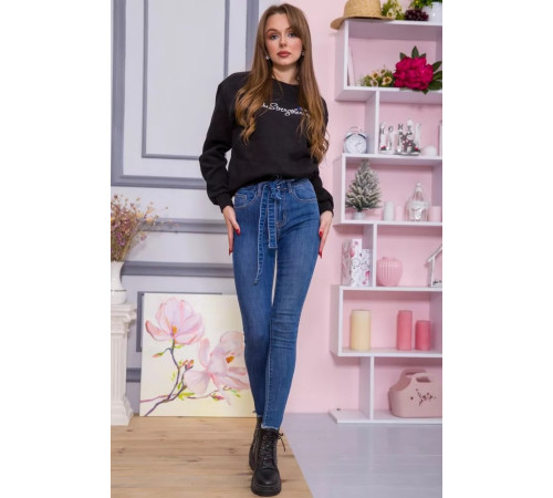 Жіночі джинси з поясом, синього кольору, 164R089