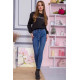 Жіночі джинси з поясом, синього кольору, 164R089