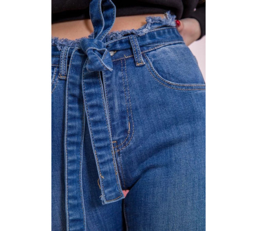 Жіночі джинси з поясом, синього кольору, 164R089
