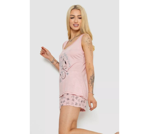 Піжама жіноча з принтом, колір рожевий, 243R5784