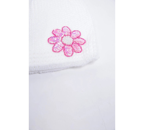 Дитяча шапка, молочно-рожевого кольору з пайєтками, 167R7802