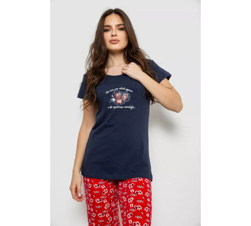 Женская пижама с принтом, цвет синий, 243R1484-006