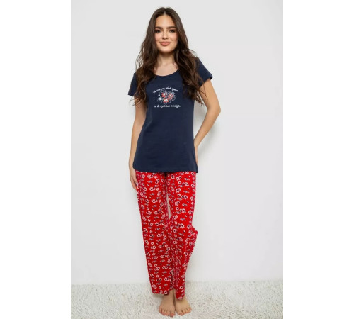 Женская пижама с принтом, цвет синий, 243R1484-006