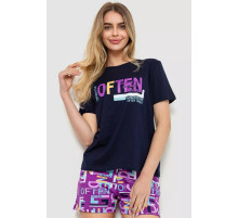 Жіноча піжама з принтом, колір чорно-фіолетовий, 219RF-2364