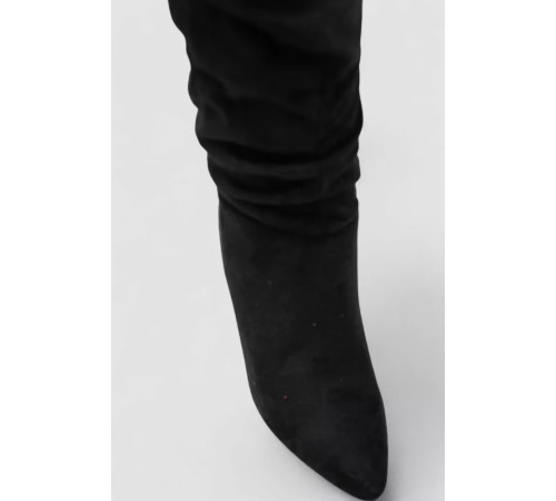Жіночі замшеві ботфорти, колір чорний, 243RY15