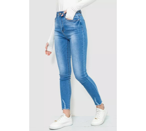 Джинси жіночі з потертостями, колір синій, 214R1531