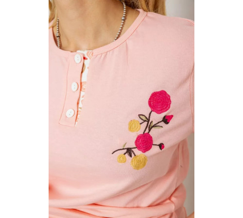 Піжама жіноча з принтом, колір персиковий, 243R10353