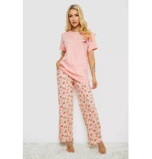 Піжама жіноча з принтом, колір персиковий, 243R10353