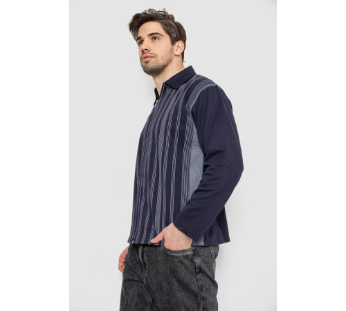 Кофта мужская на молнии в полоску, цвет темно-синий, 238R123.